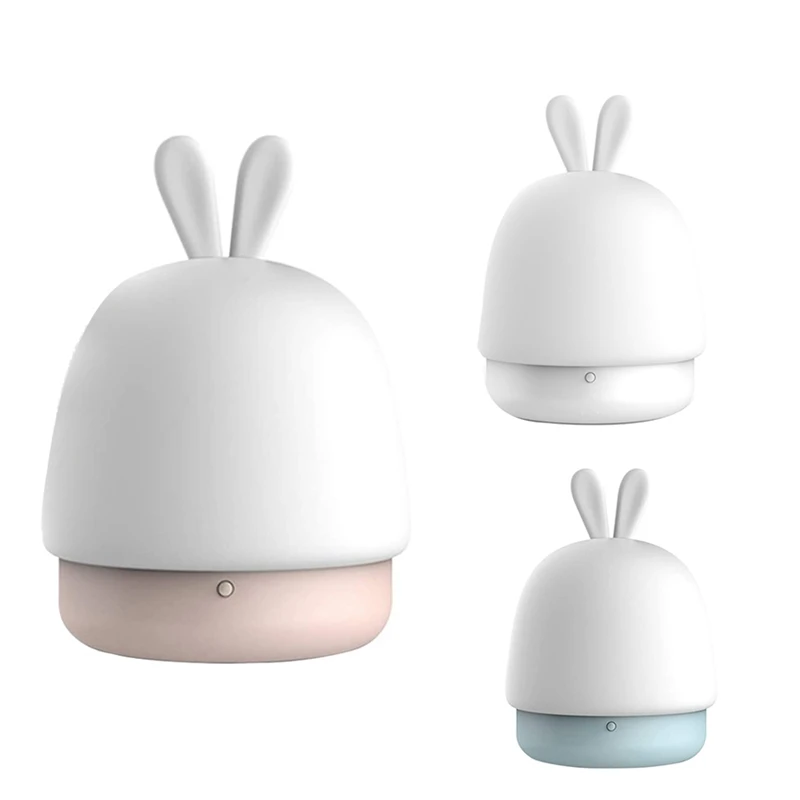 

LED Nursery Night Lights for Kids,Baby Silicone Night Light,USB Rechargeable Rabbit Night Lamp with Press Sensor