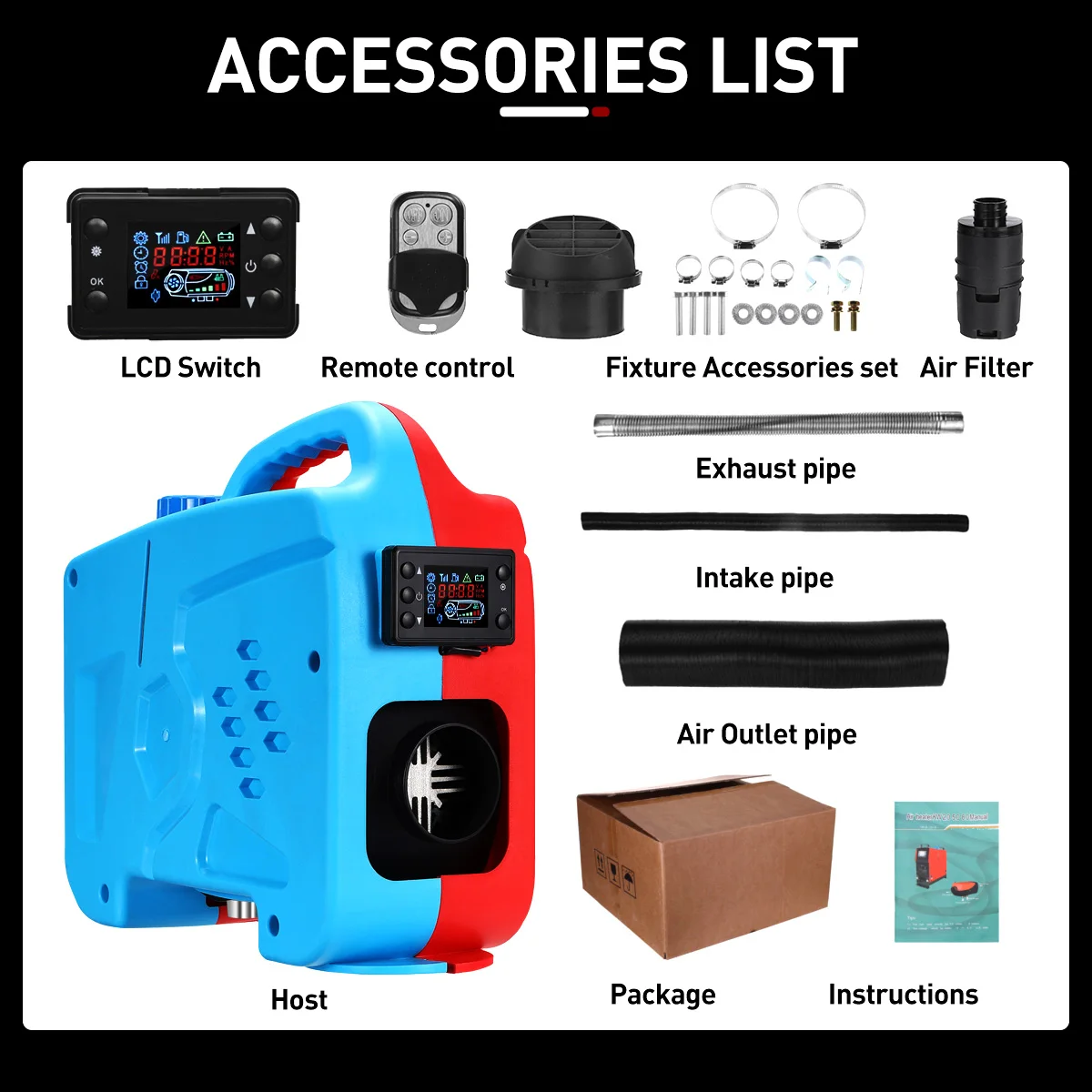 $62.90 Car Heater 8KW 12V All In One Air Diesels Heater Parking Heater With Remote Control for RV Motorhome Trailer Trucks Boat