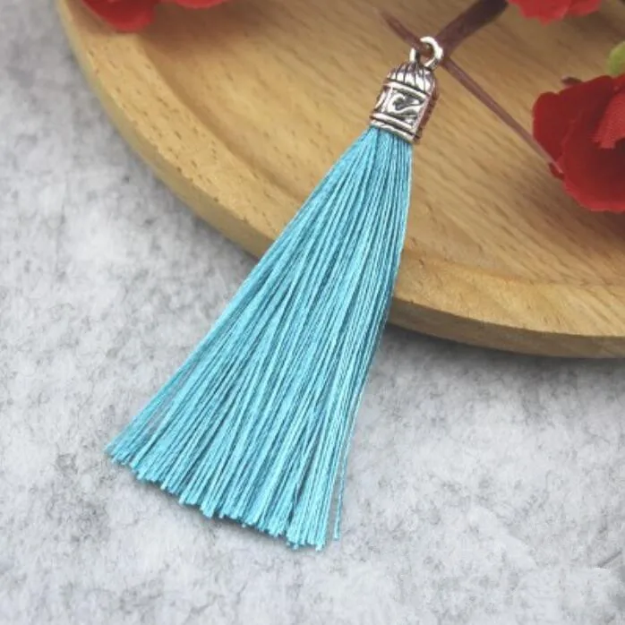 Sky Blue 10 шт. серебряная кепка с кисточками, ювелирный занавес, декор одежды, аксессуары, самодельный брелок, сумка для мобильного телефона, бахрома, кисточки, нарядные ремни, подвеска - Цвет: Sky Blue
