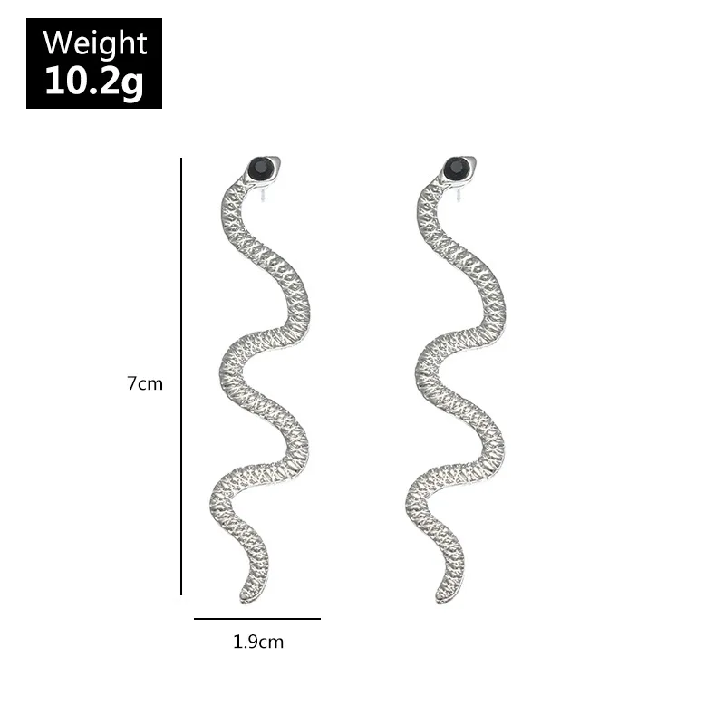 Women Europe Personality Distorted Snake Geometric Hip-Hop Earrings Female Exaggerated Serpentine Embossed Stud Earings Jewelry | Украшения