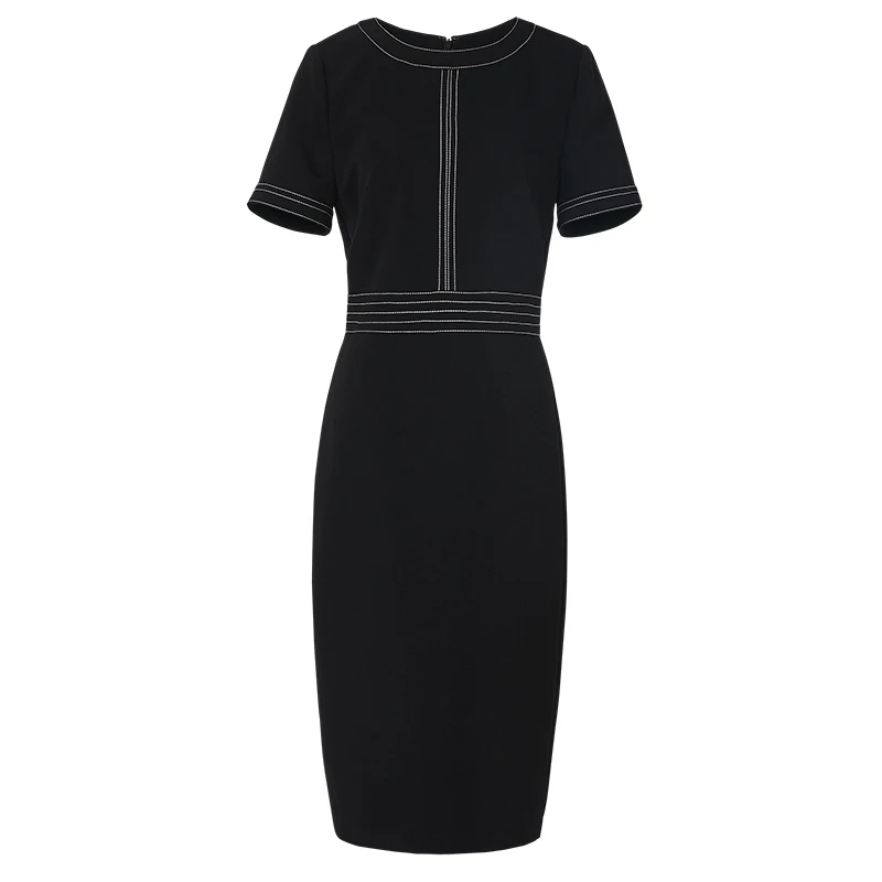 

Elegant Dress Women 2020 Short Sleeve Summer Vintage Slim Striped Party Office Lady Formal Business Work Wear Dresses Vestidos