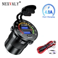 nexvaly dual usb car charger 4 8a 5v led voltage meter with switch on off phone power charger car usb socket for boat truck atv