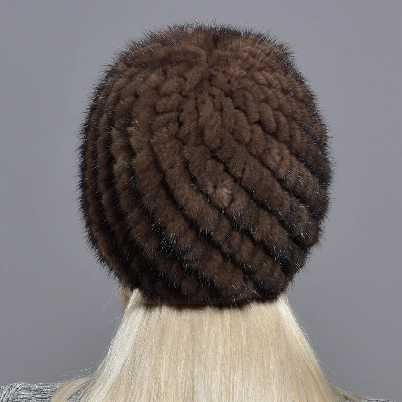 

winter womens mink fur hats natural real fur knitted cap fashionable fluffy ladies genuine fur beanie female black fur caps