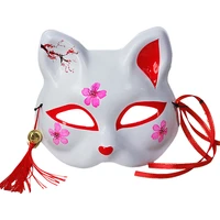fox mask japanese style costume party cosplay half face masks with tassels bell women men masquerade festival