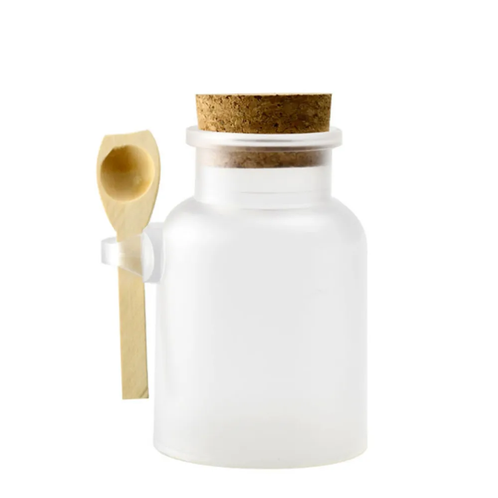 

Frosted Empty Jar Pot Cosmetic Face Cream Balm Bath Salt Bottle Facial Mask Container ABS Refillable Bottles With Wood Spoon