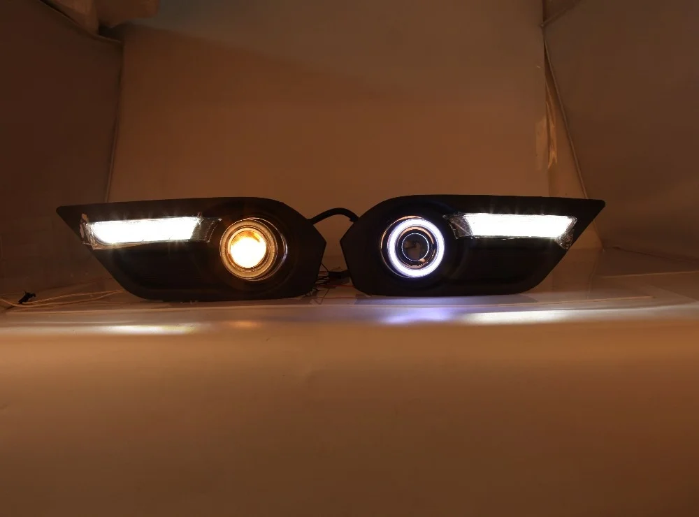 Eosuns инновационный Cob Ангел глаз + светодиодные дневные ходовые огни Drl гало