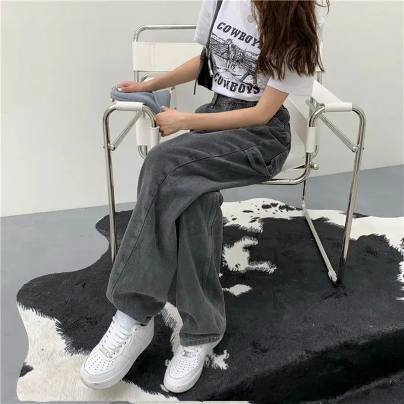 Джинсы женские с широкими штанинами и завышенной талией одежда из денима