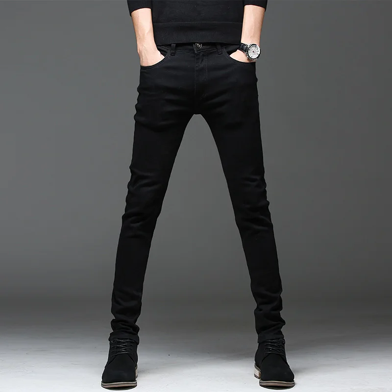 

2021 New Men's Business Jeans Stretch Pants Black High Quality Fashion Slim Casual Straight Jeans Men's Pencil Pants
