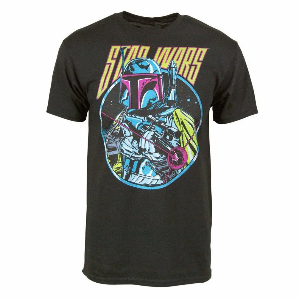 Мужские Звездные войны Ретро Boba Fett футболка черный новый мандалорский Свободный