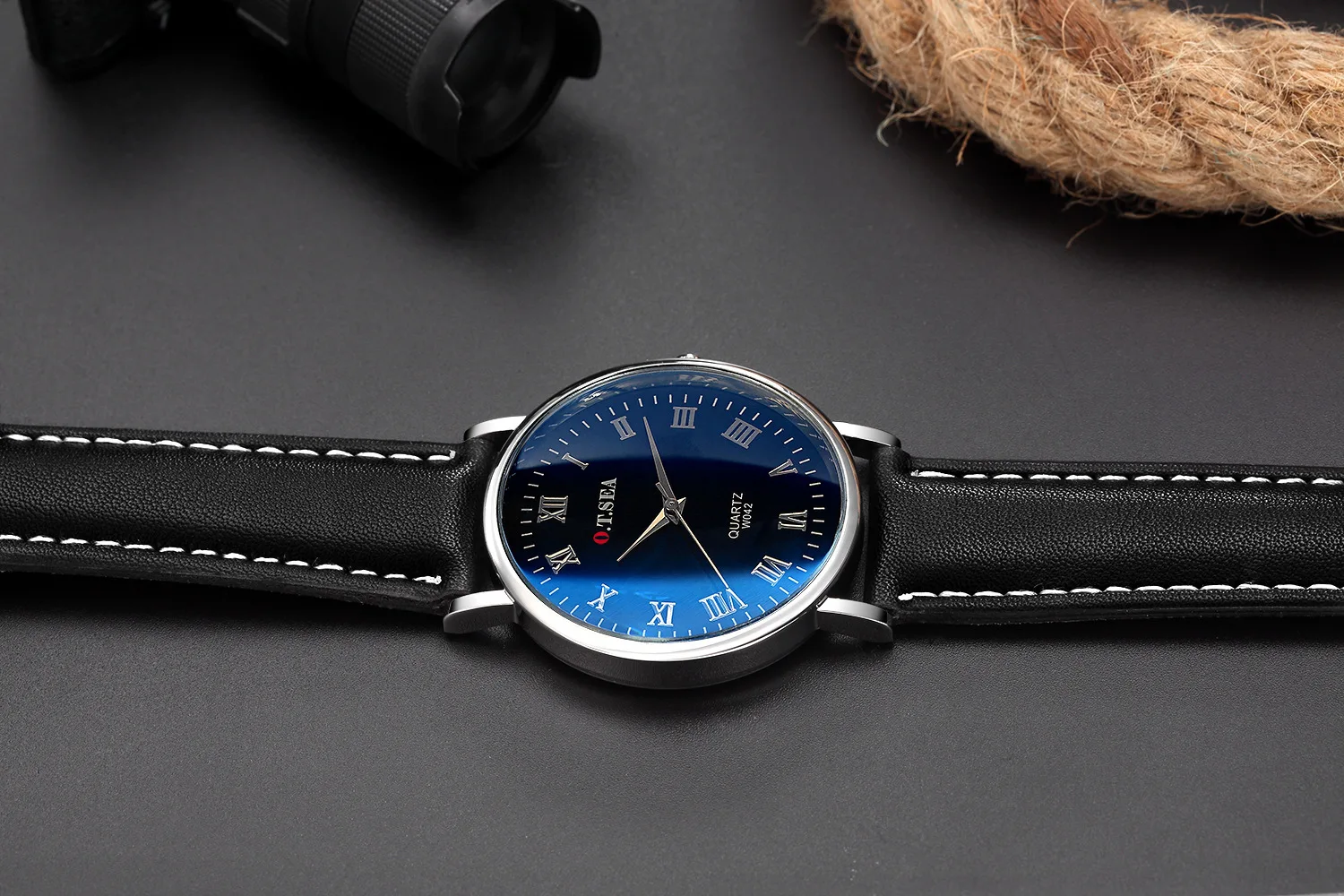 Модные мужские кварцевые часы с хронографом спортивные синим стеклом лучший