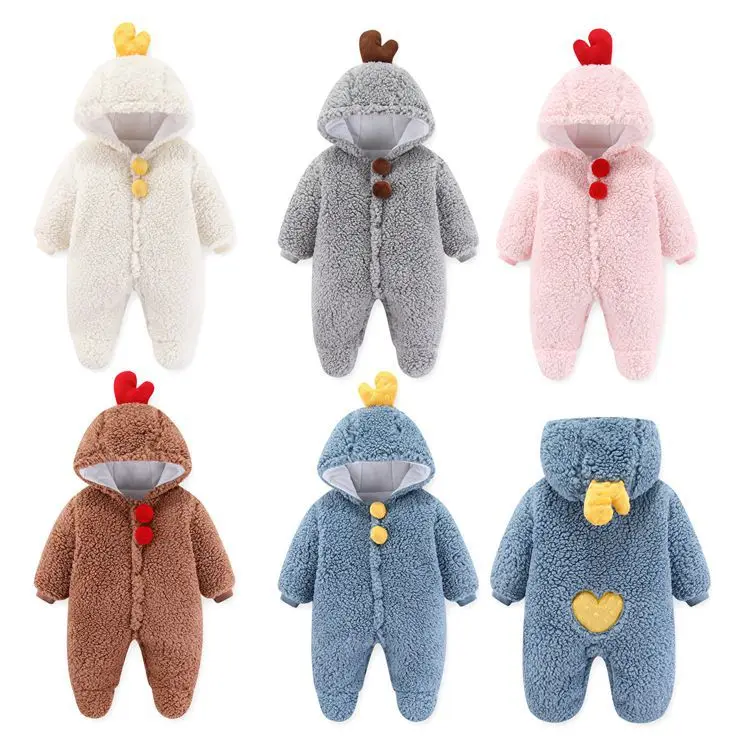 

Thick Warm Infant Baby Jumpsuit Hooded Inside Fleece Boy Girl Winter Autumn Overalls Children Outerwear Kids Costume