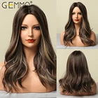 Синтетический парик GEMMA для женщин, термостойкий средней длины, с волнистыми волосами, темно-коричневого, светлого, золотого цветов, для косплея