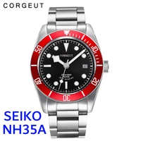 corgeut watch top brand waterproof nh35a automatic mechanical wristwatch full steel sapphire calendar business male clock