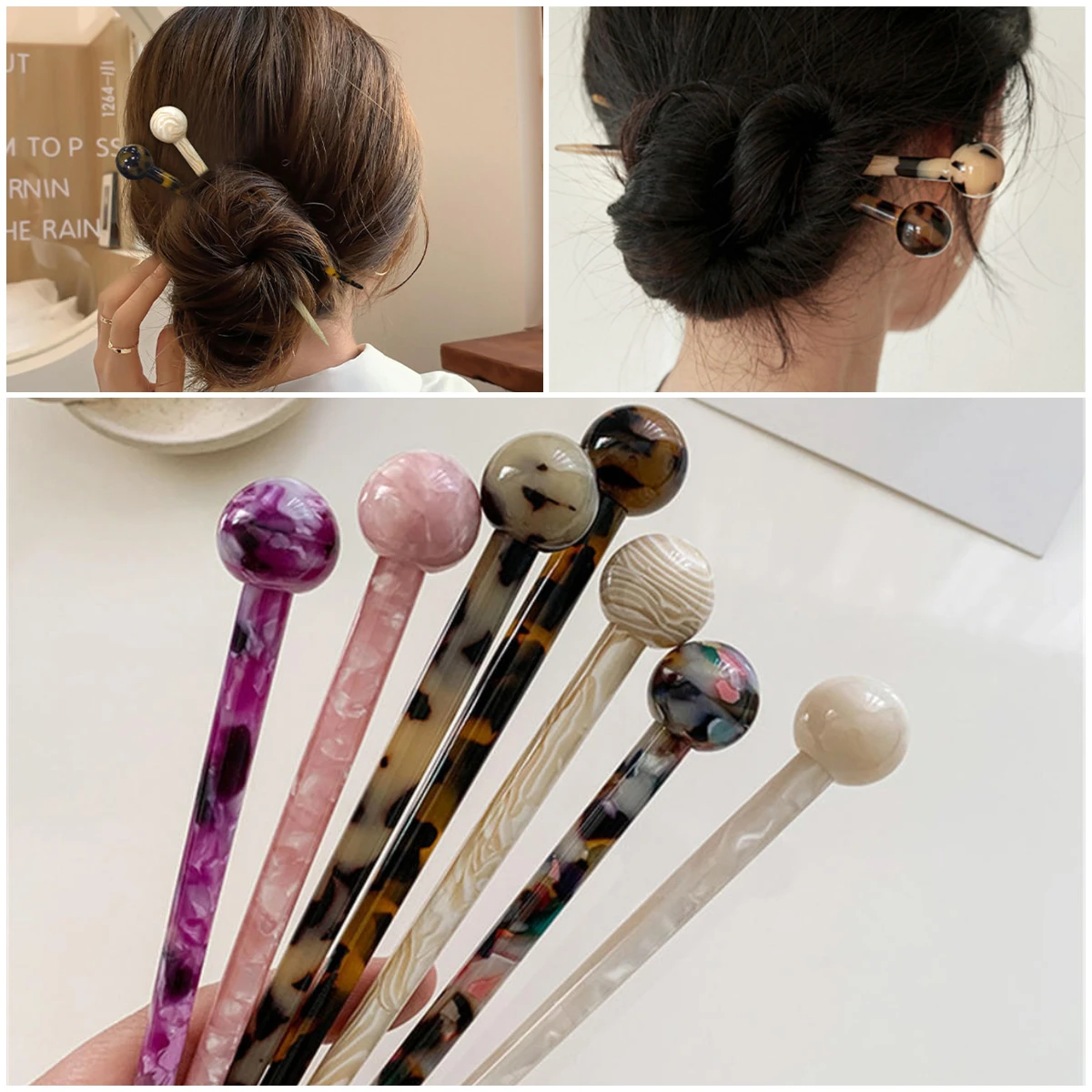 

New Acetate Hair Sticks Women Hairpins Hair Clips Wedding Hair Jewelry Accessories Vintage Style Hair Chopsticks Headwear