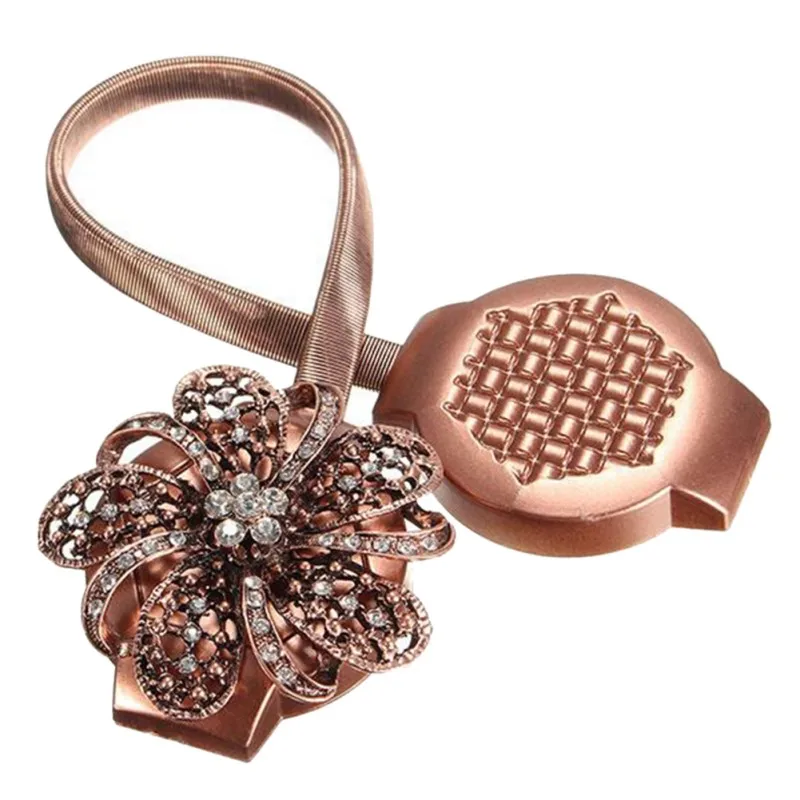 1pc Curtain tie backs Window Decor Flower Punch-free installation Tieback Magnet Buckle Clip Steel Wire Strap tassels CT | Дом и сад