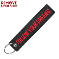 1 pc follow your dreams keychains jewelry embroidery pilot key chain for aviation gifts key tag label fashion keyrings for bags