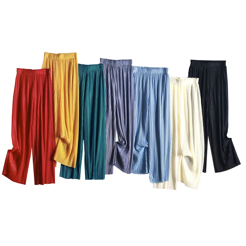 

New Summer Women's Pants Pleated Wide-leg Pants LOOSE Full Length Casual Streetwear Women Large size Clothing for Women XL