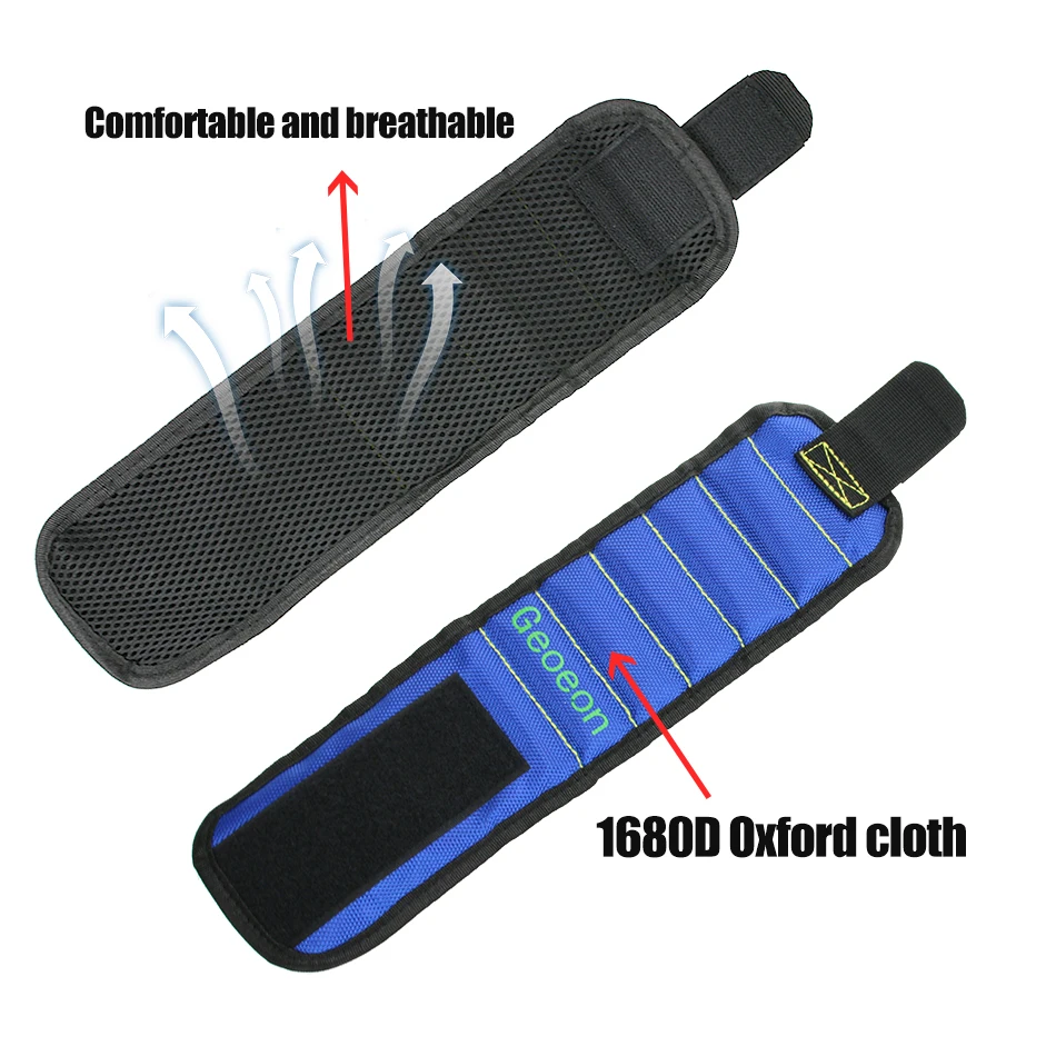 Geoeon Polyester Magnetic Wristband Portable Tool Bag Electrician Wrist Belt Screws Nails Drill Bits Holder Repair D28 | Инструменты