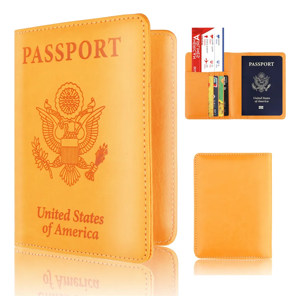 22 Colors Luxury Solid Passport Cover for Men Women Travel Passport Case Travel Document Cover RFID Card Holders Wallet