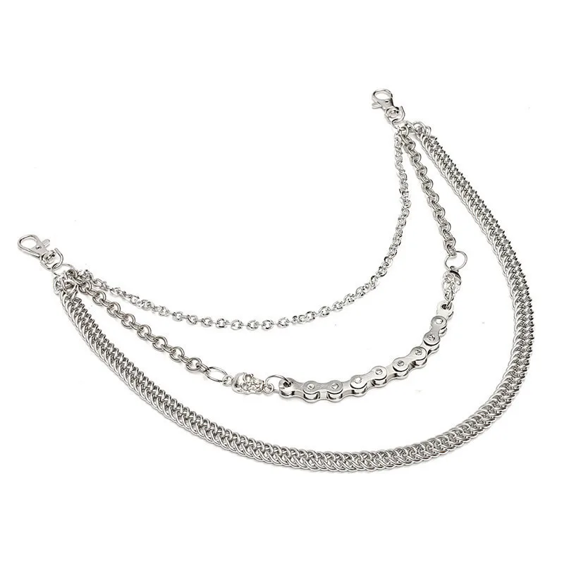 Трехслойная брючная карманная цепочка панка для мужчин с креплением на основе черепа для ремней и брюк - модные украшения для мальчиков.