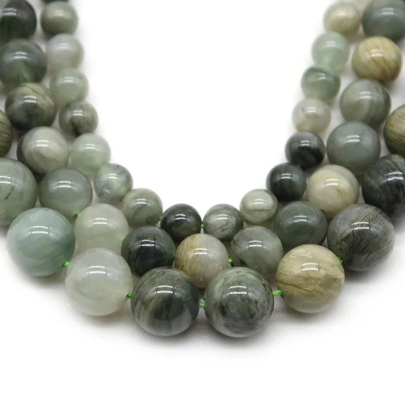 Натуральные зеленые каменные бусины круглой формы для создания украшений своими руками - браслетов и ожерелий. Полоса 15 дюймов. 4/6/8/10/12 мм.