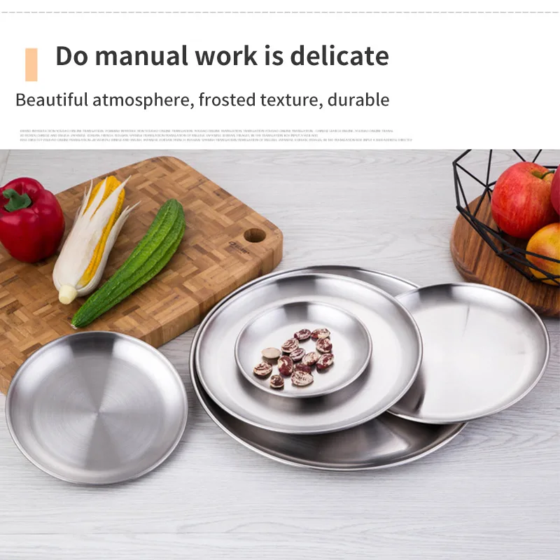 Туристическая обеденная тарелка из нержавеющей стали прочная посуда для пикника