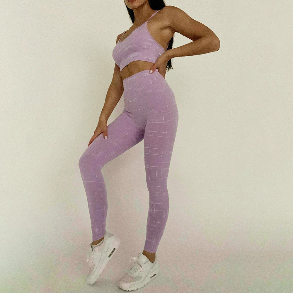 

SHINBENE NIGHT REFLECTIVE Sport Workout Suits Women Seamless Gym Running Sets Adjustable Straps Bra+High Waist Legging 2Pcs/Set