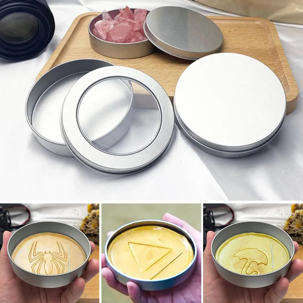 

1x Round Tin Box Diameter 90* Height 20MM Squid Game Same Style Candy Silver Tinplate Metal Can Collection Storage Box