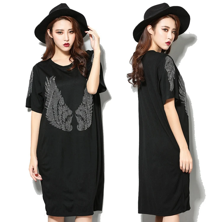 Цин MO в виде белых крылышек черный Стразы платье женские сапоги до колена Длина