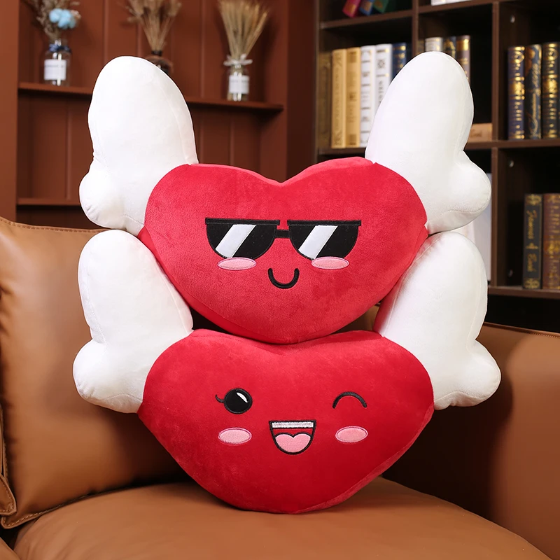 Милая подушка в форме сердца с крылом мягкая плюшевая игрушка мягкие подушки для