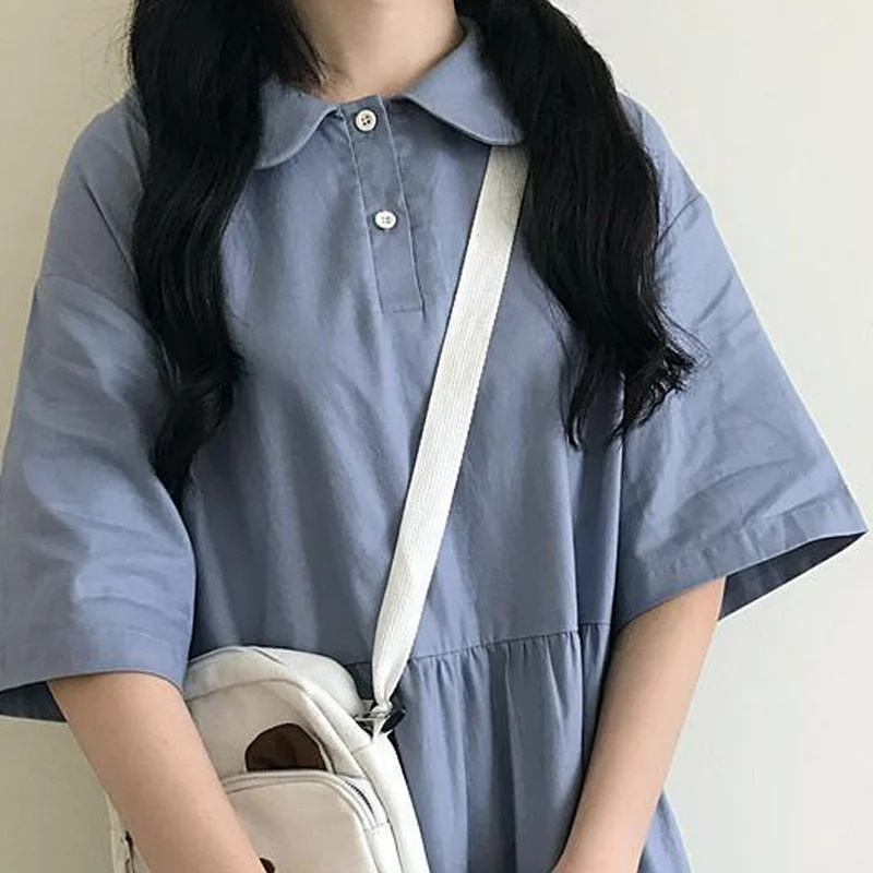 Платья с коротким рукавом для женщин простая стильная повседневная одежда