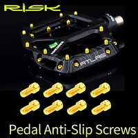 risk bicycle pedals tc4 ti pedal anti slip screws for xc am dh bike m48mm 8pcslot titanium alloy anti skid bolts for downhill