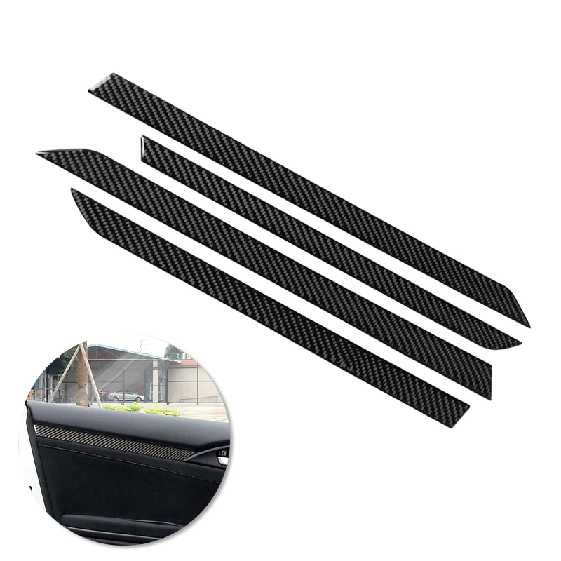 

Для Honda Civic 10 поколения 2016 2017 2018 2019 4 шт. автомобильный Стайлинг интерьерные оконные дверные панели полосы из углеродного волокна Чехол Декор