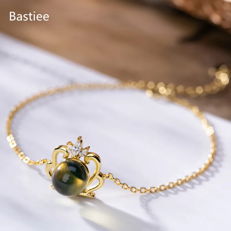 Bastiee Crown 925 Sterling Silver Bracelet For Women Bracelets Hmong Jewelry Luxury Golden Plated Natural Stone Mexican Amber