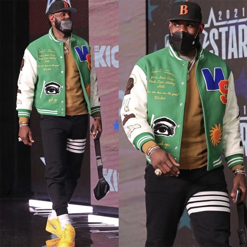 Мужская бейсбольная куртка с вышивкой Женская в стиле Хай-стрит повседневная