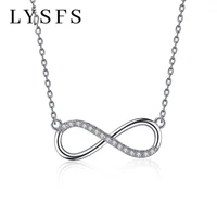 lysfs silver lucky 8 chian pendant necklace for women silver 925 jewelry silver necklace