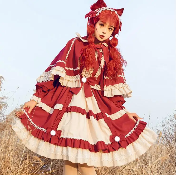 

MAGOGO Original Lolita OP Cloak New Cute Fairy Long Sleeve Sweet Cute Princess Top