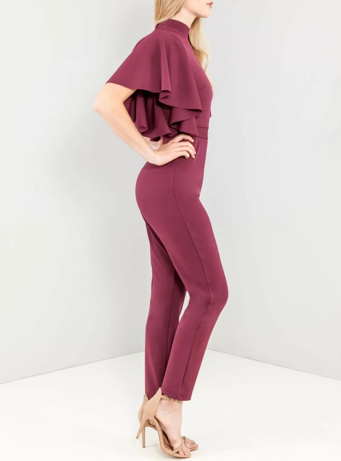 

Women's new ruffled shawl jumpsuit