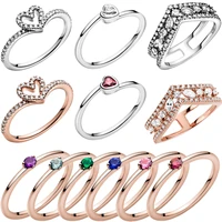 new 925 sterling silver rings colorful solitaire heart ring for women jewelry engagement anniversary gift