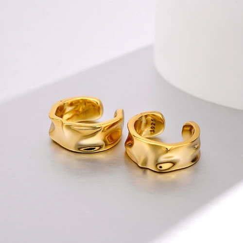 18K Gold Новые серебряные серьги 925 пробы серебряные ювелирные изделия нерегулярные серьги для женщин клипса геометрической формы серьги модные серьги клипсы - Окраска металла: 18K Gold
