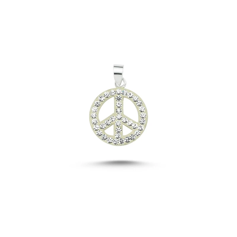 

Silverlina Silver Gemstone Peace Mark Pendant