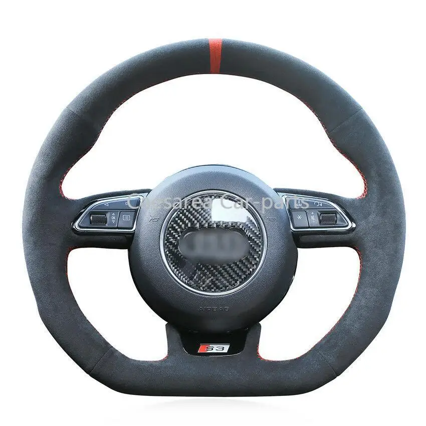 

For Audi S3 2014-2017 S5 car hand-sewn steering wheel cover black suede leather