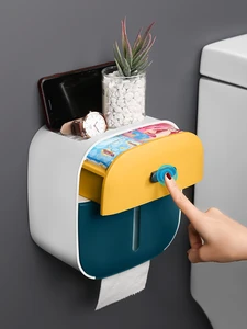 Toilet Tissue Box Toilet Household Toilet Paper Rack Waterproof Toilet Paper Paper Extraction Box Roll Paper Punch-Free Storage