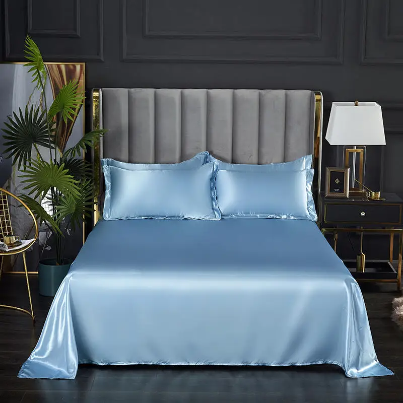 1 pc Smooth Flat Bed Sheet for Double Bedding (no pillowcase) Bed Sheet for Summer Ice Cool Fabric Top Sheets Satin