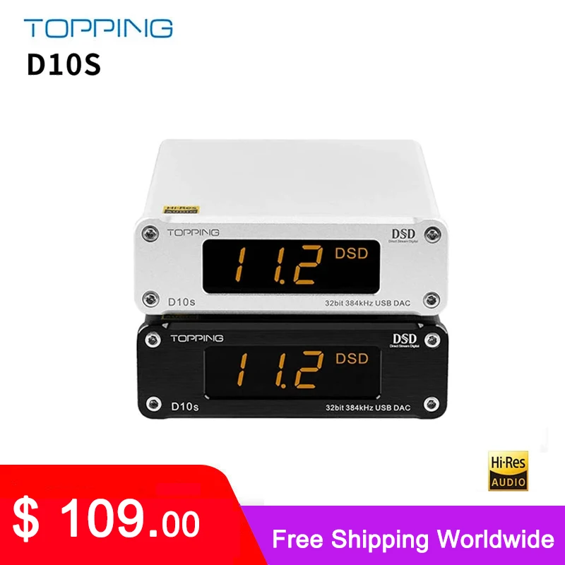 TOPPING D10S MINI USB DAC AMP CSS XMOS XU208 ES9038Q2M DSD256 PCM 384kHz Audio Amplifier Decoder D10 S | Электроника