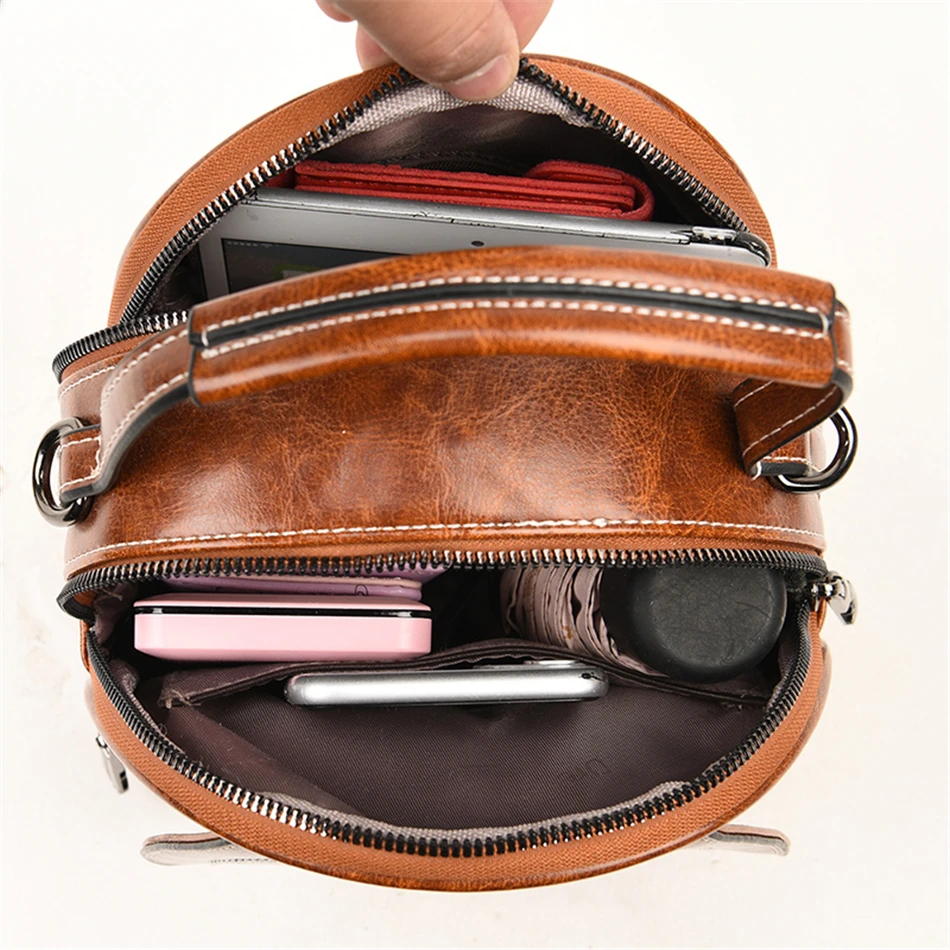 

Small Retro Multifunctional Backpack High Quality Pu Leather Backpacks for School Teenagers Girls Designer Brand Ladies Bookbags