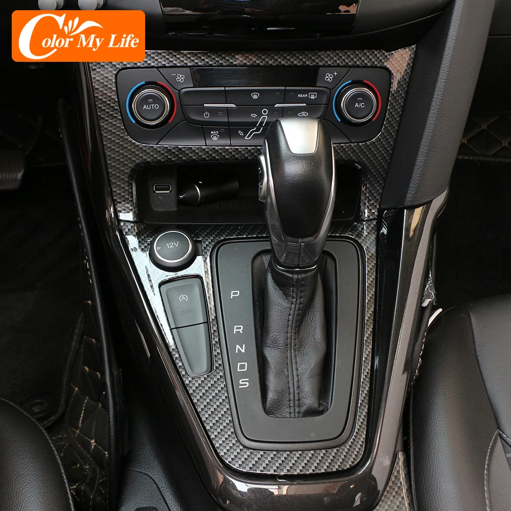 Накладки на панель управления коробкой передач автомобиля, ручки переключения передач, пластиковые вставки на панель управления кондиционером и наклейки на кружки для напитков для Ford Focus 3 MK3 2015 - 2018 (набор из 3 штук) Stickers on.
