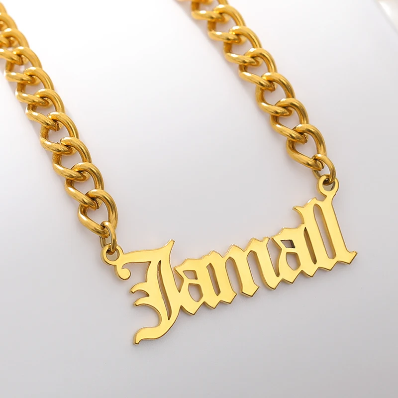 Индивидуальное ожерелье с именем на заказ подвеска золотого цвета кубинская