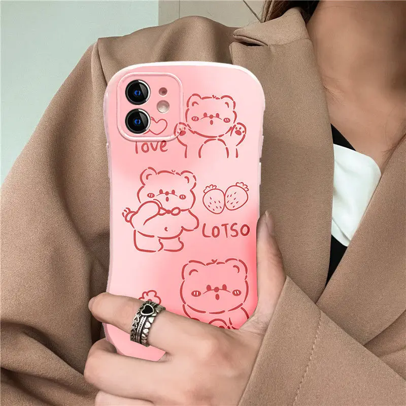 

Cartoon Bear Case For Iphone 13 12 Promax 11 Pro X XR XSMax 12 Mini 7 8 Fashion Patterned Love Witch Women Protect Phone Cover