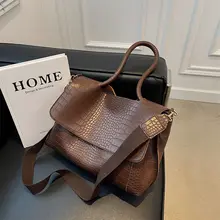 Crocodile Pattern Womens Luxury Shoulder Bag Large Capacity Pu Leather Brand Womens Messenger Leisure Handbag Womens Handbag
